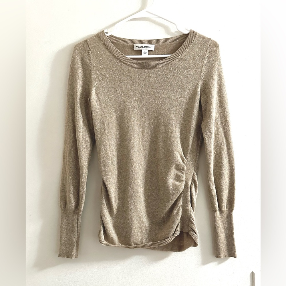Banana Republic cashmere blend scoop neck metallic gold sweater size Sm
